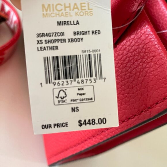 Last 1‼️Michael Kors★MIRELLA XS SHOPPER XBODY RED - Picture 8 of 8